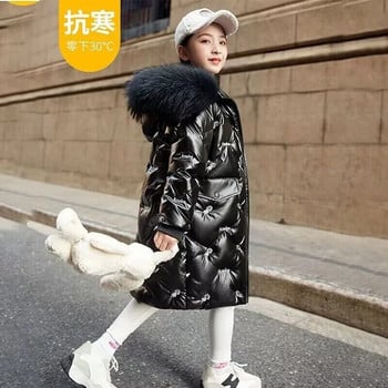 2023 Χειμερινά χοντρά βαμβακερά παλτό για κορίτσια Αδιάβροχο γούνινο γιακά μπουφάν με κουκούλα Παιδικά εξωτερικά ρούχα Εφηβική στολή χιονιού παρκά