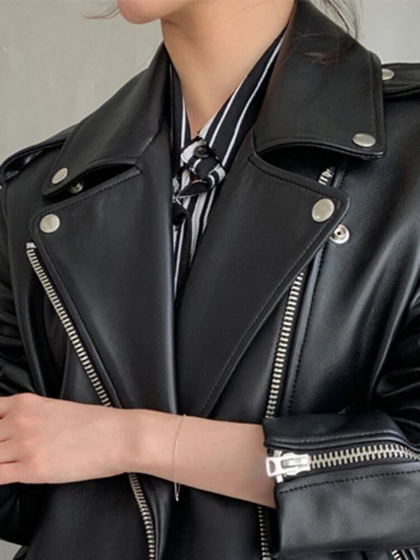Lautaro Toamnă Jachetă Motociclist din piele pentru femei, cu fermoar, cu mânecă lungă, roșu, negru, moale, din piele artificială, pentru femei 2021