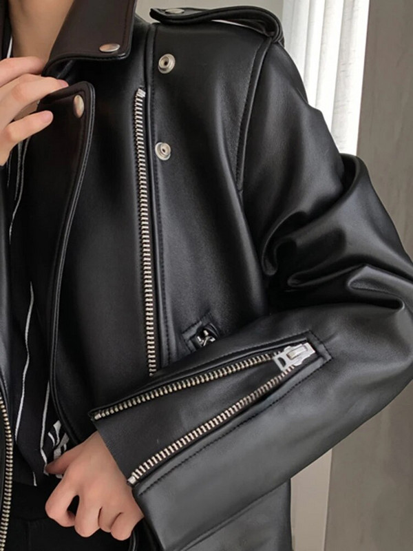 Lautaro Toamnă Jachetă Motociclist din piele pentru femei, cu fermoar, cu mânecă lungă, roșu, negru, moale, din piele artificială, pentru femei 2021