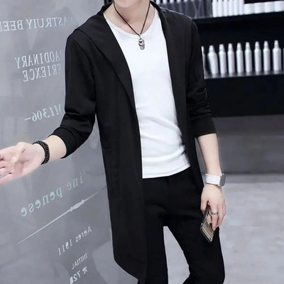 Toamnă bărbați modă stil coreean trenci lung manta cu glugă Abrigo Hombre bărbați punk hip hop cardigan casual streetwear pelerina