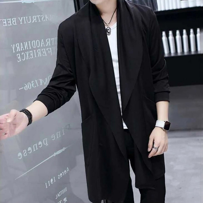Toamnă bărbați modă stil coreean trenci lung manta cu glugă Abrigo Hombre bărbați punk hip hop cardigan casual streetwear pelerina