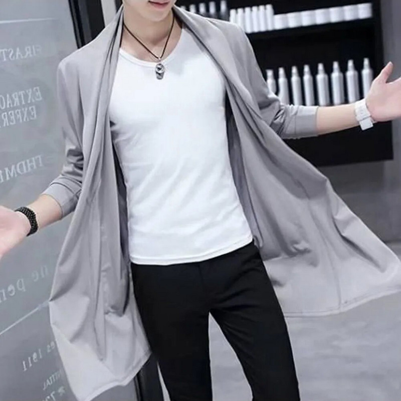 Toamnă bărbați modă stil coreean trenci lung manta cu glugă Abrigo Hombre bărbați punk hip hop cardigan casual streetwear pelerina