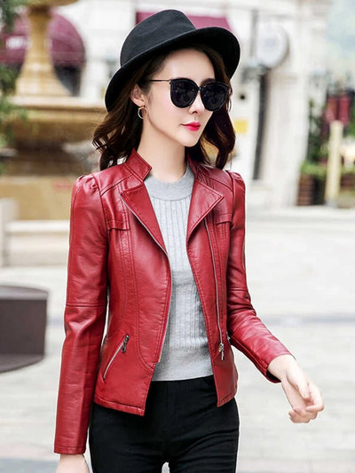 Sungtin Reducere fierbinte jachetă din piele PU femei primăvară toamnă haină de bază dama ocazional fermoar motociclist jachetă pentru femeie îmbrăcăminte exterioară