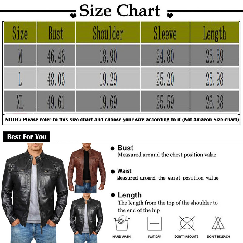 Meeste mantel Kevad sügis Lühike jahe must pruun Nahast Biker jope Meeste Tõmblukuga Pikad varrukad Plus Size Euroopa mood ML XL