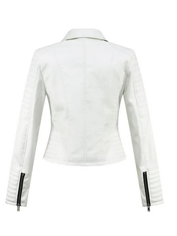 2023 Νέα μόδα Γυναικείες Φθινοπωρινές χειμερινές μοτοσυκλέτες από συνθετικά δερμάτινα μπουφάν Lady μακρυμάνικα Biker Λευκό PU Punk Streetwear Μαύρα παλτό