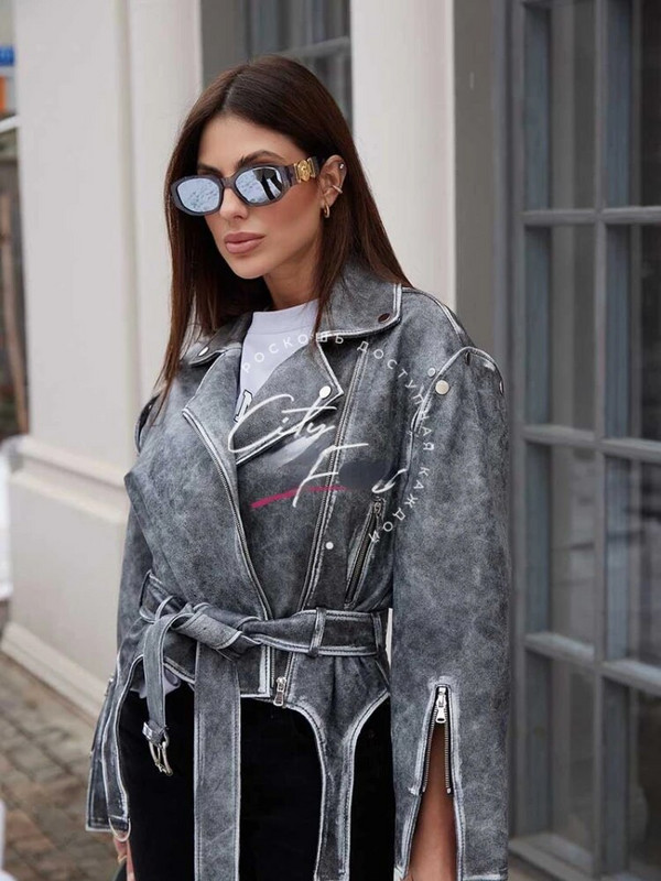 RR2763 Vintage ψεύτικη δερμάτινη πλεξούδα με απομιμήσεις ιμάντες μπουφάν Γυναικεία μόδα σουέτ Μωβ δερμάτινο μπουφάν με κούφια έξω ώμου