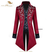 SISHION Costum victorian medieval pentru bărbați Tuxedo Gentlema Frac gotic Steampunk Trench VD1735 Robă vintage pentru bărbați