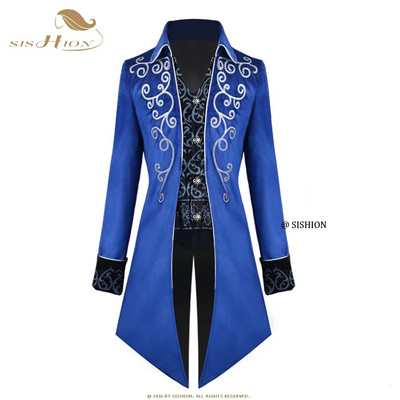 SISHION Costum victorian medieval pentru bărbați Tuxedo Gentlema Frac gotic Steampunk Trench VD1735 Robă vintage pentru bărbați