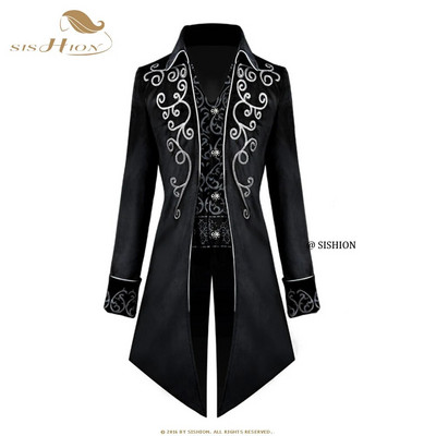 SISHION Costum victorian medieval pentru bărbați Tuxedo Gentlema Frac gotic Steampunk Trench VD1735 Robă vintage pentru bărbați