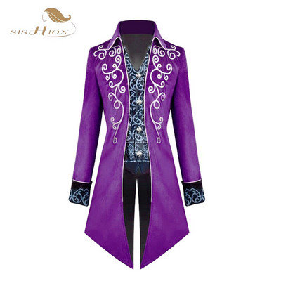 SISHION Costum victorian medieval pentru bărbați Tuxedo Gentlema Frac gotic Steampunk Trench VD1735 Robă vintage pentru bărbați