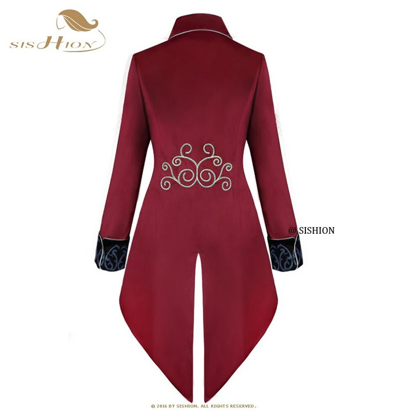 SISHION Costum victorian medieval pentru bărbați Tuxedo Gentlema Frac gotic Steampunk Trench VD1735 Robă vintage pentru bărbați