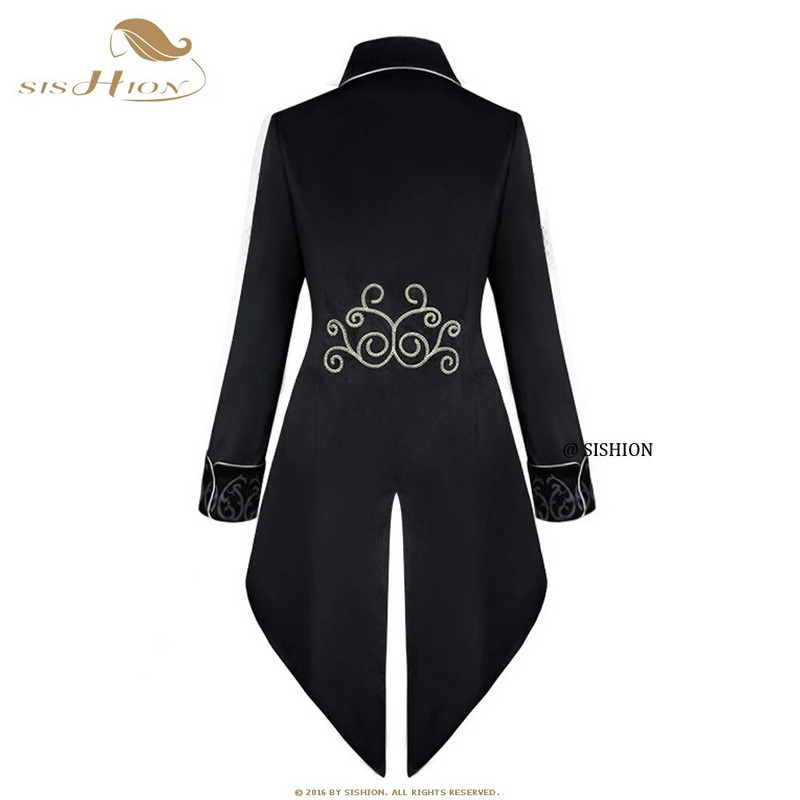 SISHION Costum victorian medieval pentru bărbați Tuxedo Gentlema Frac gotic Steampunk Trench VD1735 Robă vintage pentru bărbați