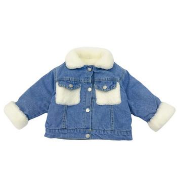 2-6 ετών OId Χοντρό ζεστό παιδικό παλτό για αγόρια κορίτσια τζιν Μπουφάν βελούδινη γούνα Εξωτερικά ρούχα 2023 Νέο Φθινόπωρο Χειμώνας Παιδικό Πανωφόρι