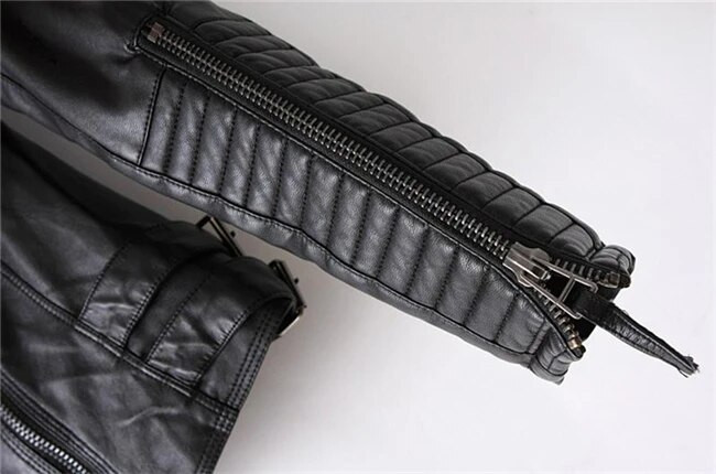 Sieviešu ādas jakas 2018. gada Jauna, melna, slaida Moto Bikeru jaka Sieviešu ar garām piedurknēm rāvējslēdzējs pavasara rudens virsdrēbes, ādas mēteļi