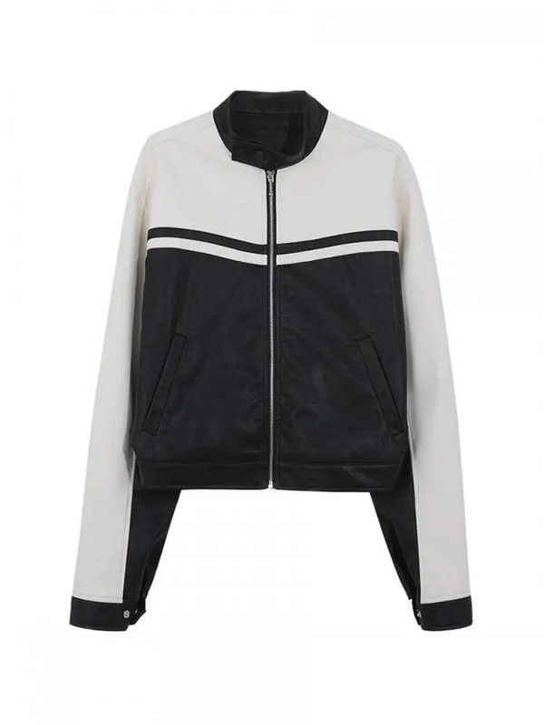 Tonngirls odinė striukė, moteriška laisvalaikio PU Y2k vintažinė striukė, moteriška gatvių apranga Amerikos retro lokomotyvų paltai, odiniai