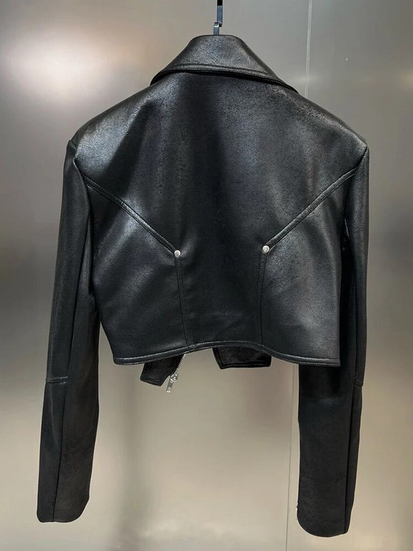 „DEAT Fashion Trend“ vienspalvė striukė, moteriška atvartu užtrauktuku ilgomis rankovėmis High Street Cool trumpas paltas, 2023 m. pavasaris, moteriškas 11P040 