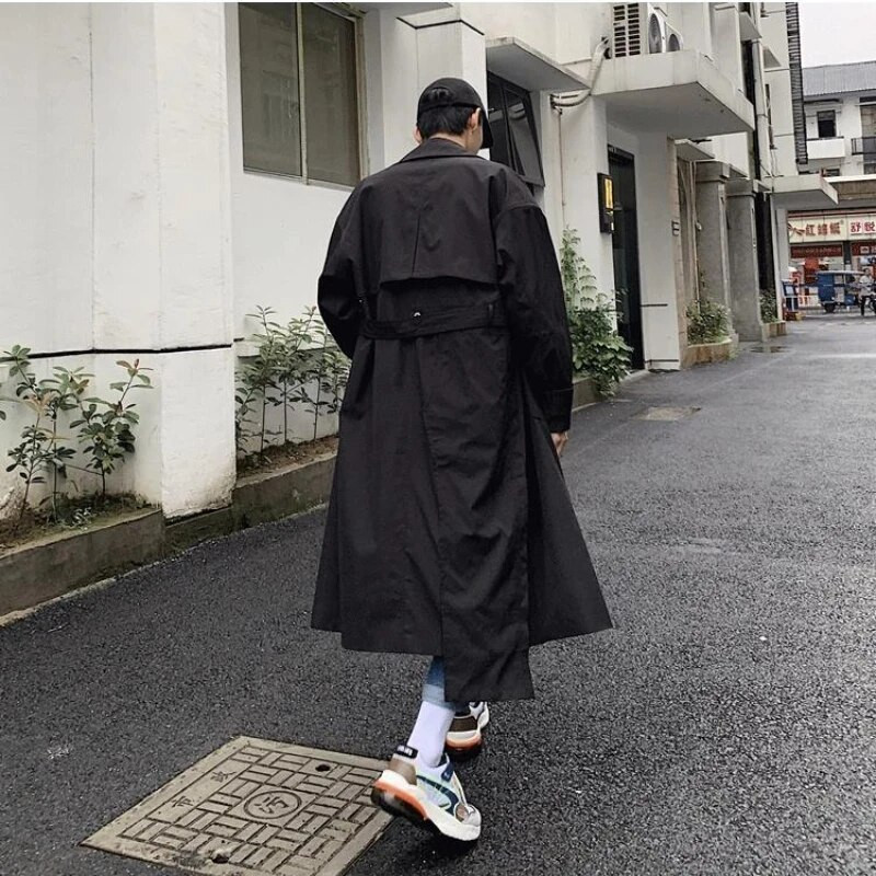 Gmiixder Kpop Windbreaker meeste Korea trendi keskmise pikkusega ilus üle põlve mantel Briti sügistalvine paarile mõeldud elegantne mantel