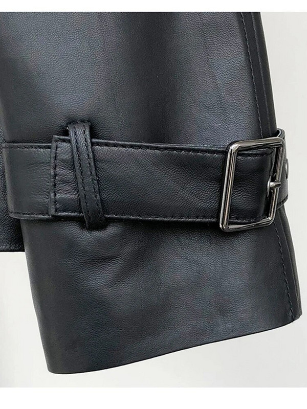 Trench Nerazzurri de primăvară, scurt, moale, din piele artificială, pentru femei, mâneci raglan, rever cu șnur, modă