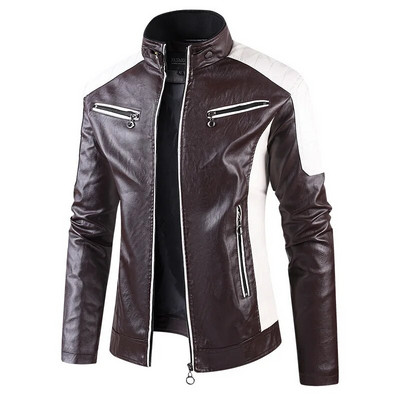 Jachete din piele pentru motocicletă pentru bărbați cu guler în picioare, jachete din piele PU, slim fit, de calitate nouă, de toamnă, ocazional, jachete din piele 5XL