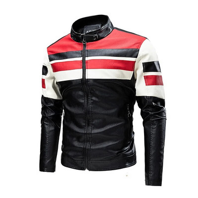 Jachete din piele pentru motocicletă pentru bărbați cu guler în picioare, jachete din piele PU, slim fit, de calitate nouă, de toamnă, ocazional, jachete din piele 5XL