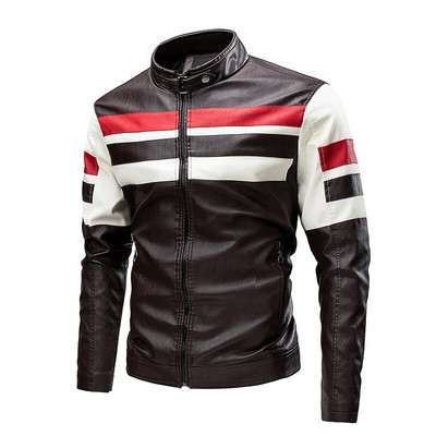 Jachete din piele pentru motocicletă pentru bărbați cu guler în picioare, jachete din piele PU, slim fit, de calitate nouă, de toamnă, ocazional, jachete din piele 5XL