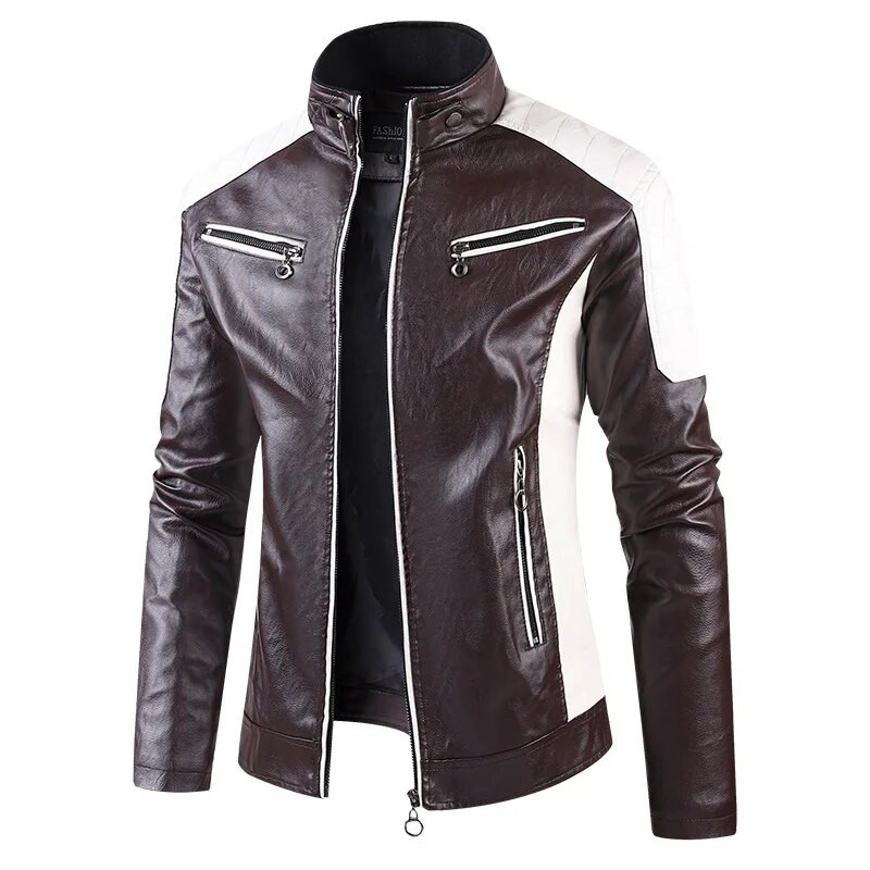 Jachete din piele pentru motocicletă pentru bărbați cu guler în picioare, jachete din piele PU, slim fit, de calitate nouă, de toamnă, ocazional, jachete din piele 5XL