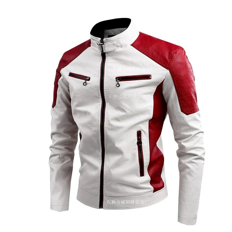 Jachete din piele pentru motocicletă pentru bărbați cu guler în picioare, jachete din piele PU, slim fit, de calitate nouă, de toamnă, ocazional, jachete din piele 5XL