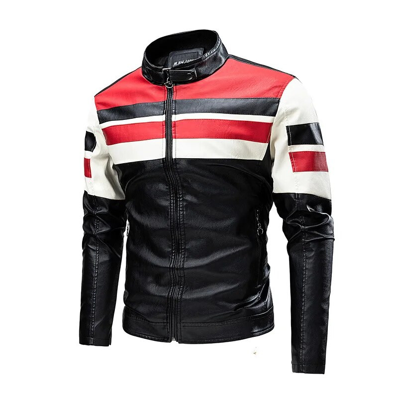 Jachete din piele pentru motocicletă pentru bărbați cu guler în picioare, jachete din piele PU, slim fit, de calitate nouă, de toamnă, ocazional, jachete din piele 5XL