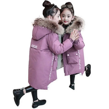 Ново детско яке за момиче Дебело 9 зимно 8 палто Модна парка Връхни дрехи с качулка Дрехи за деца Дрехи за момичета 4 7 12 10 14 години