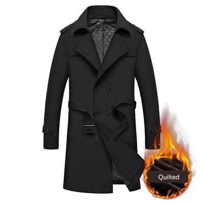 Pánska dlhá bunda BROWON, módna šnurovacia ležérna pevná zimná bunda, pánska nová jesenná 2024 s golierom a vetrovkou