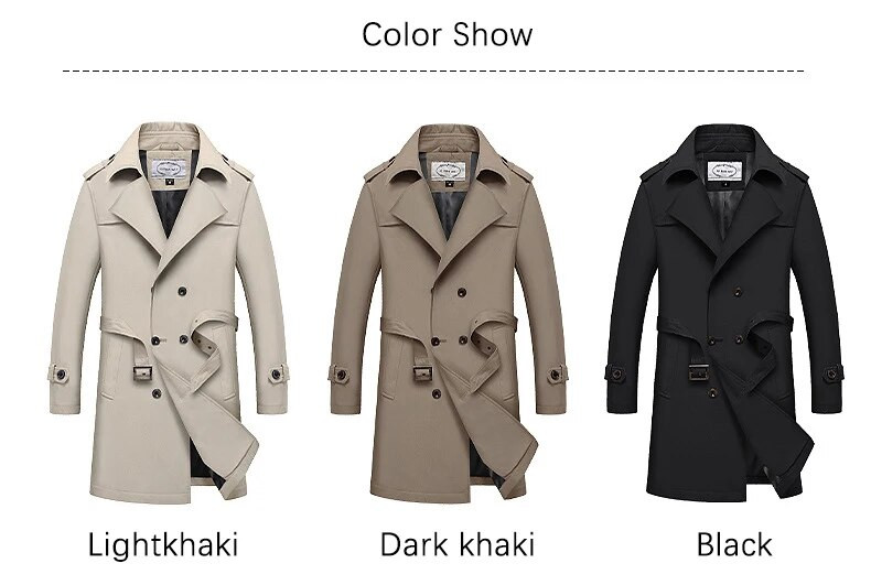 Pánska dlhá bunda BROWON, módna šnurovacia ležérna pevná zimná bunda, pánska nová jesenná 2024 s golierom a vetrovkou