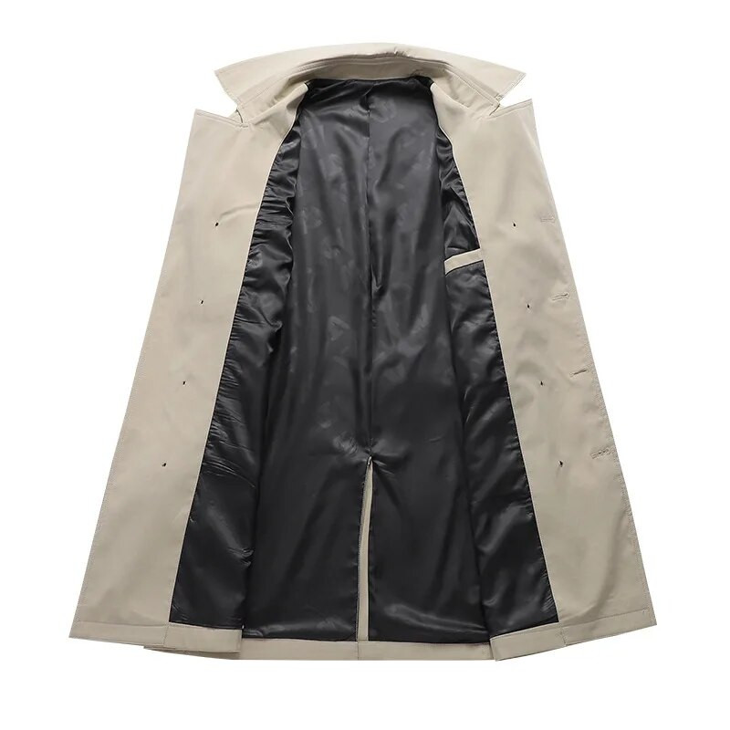 Pánska dlhá bunda BROWON, módna šnurovacia ležérna pevná zimná bunda, pánska nová jesenná 2024 s golierom a vetrovkou