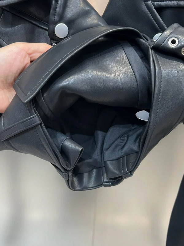 DEAT High Street 3D Ripple μακρυμάνικο παλτό μέσης για γυναίκες με φερμουάρ πέτο PU Δερμάτινο συνονθύλευμα μπουφάν 2023 Φθινόπωρο 11XX5607