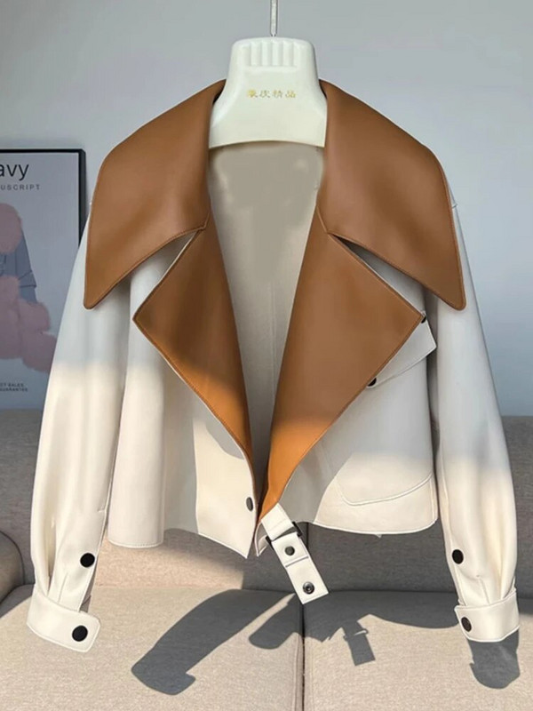 RR2767 Ezüst Túlméretezett műbőr dzsekik női bő őszi téli kabátok női PU bőr utcai motoros dzsekik