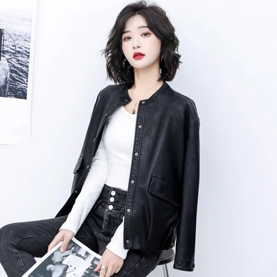 2023 Άνοιξη γνήσιο Γυναικείο μακρυμάνικο με λαιμόκοψη Πραγματικό μπουφάν Aviator Γυναικεία  Νέα εξωτερικά ενδύματα