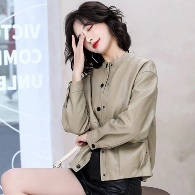 2023 Άνοιξη γνήσιο Γυναικείο μακρυμάνικο με λαιμόκοψη Πραγματικό μπουφάν Aviator Γυναικεία  Νέα εξωτερικά ενδύματα