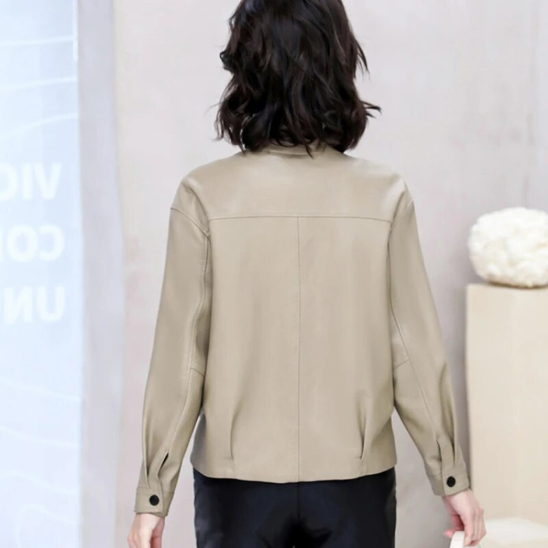 2023 Άνοιξη γνήσιο Γυναικείο μακρυμάνικο με λαιμόκοψη Πραγματικό μπουφάν Aviator Γυναικεία  Νέα εξωτερικά ενδύματα