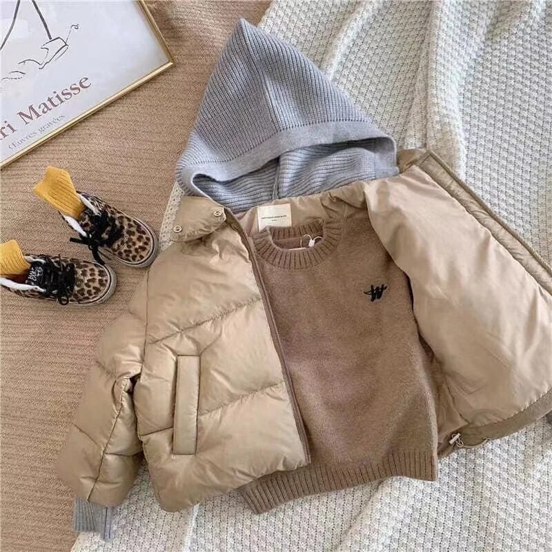 Mood Beebi Tüdruk Poiss Kootud Kapuutsiga jope Puuvillane polsterdatud Imiku Väikelapse Paks Mantel Soe Välisrõivad Talvised beebiriided 1-7 a