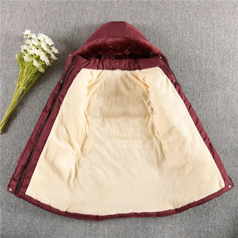 Nová zimná dievčenská bunda, zahusťovacia, udržiava teplá, módna princeznovská bunda s kapucňou, zipsom a kožušinovým golierom, dievčenské vrchné oblečenie na 5-12 rokov