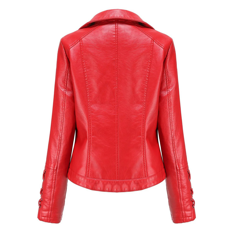 Naiste kunstnahast jope 2023, uus mantel, must punane Moto Biker lukuga jope roheline beež Chaqueta Mujer Veste Femme Jaqueta Couro