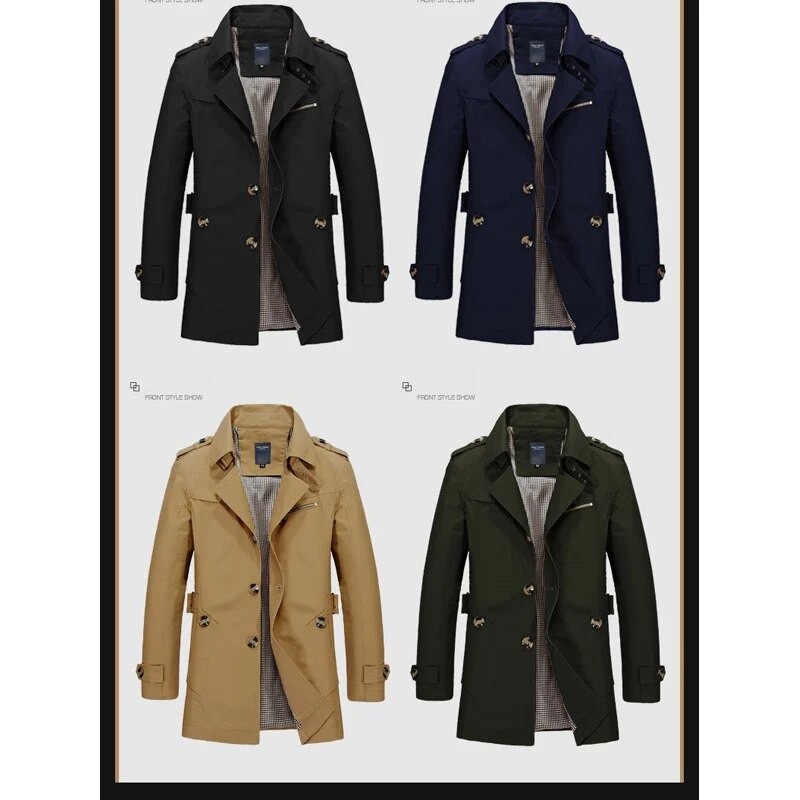 TFETTERS Brändi Trench Coat Meeste 2024 Kevadine ja Sügisene 100% puuvillane jakk meestele Vintage Windbreaker vabaaja jakid Meeste rõivad