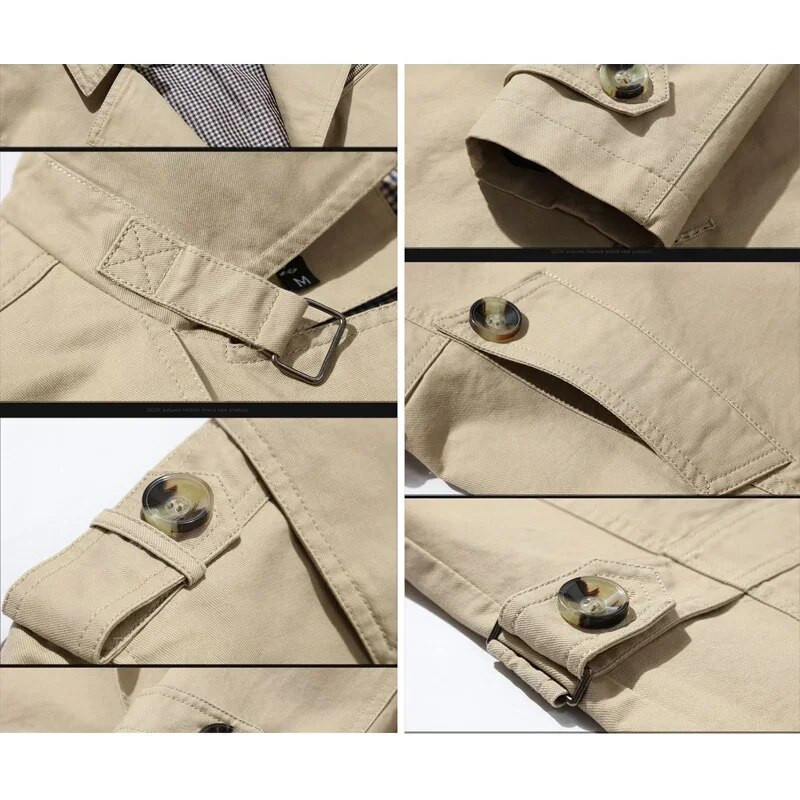 TFETTERS Brändi Trench Coat Meeste 2024 Kevadine ja Sügisene 100% puuvillane jakk meestele Vintage Windbreaker vabaaja jakid Meeste rõivad