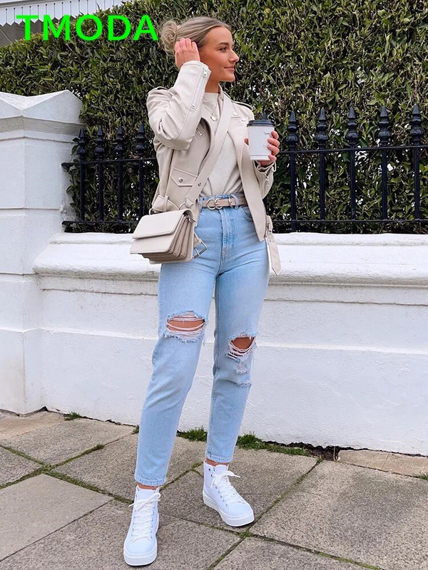 T MODA 2023 kevad-sügis Pu kunstnahast jope Naiste lilla tõmblukuga õhuke lühike biker-joped Mantel Naiste välisrõivad Veste Femme