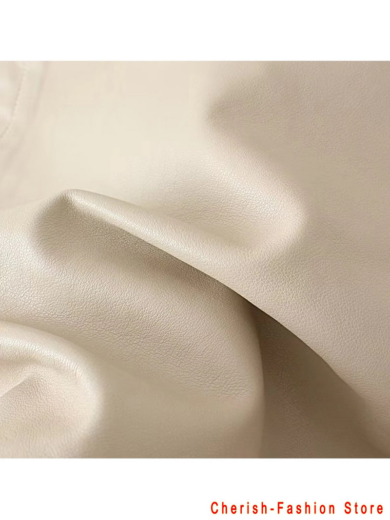 Módna zelená gekónová motorkárska kožená bunda s dlhým rukávom a zipsom, štýlové vrchné oblečenie pre ženy, módna bunda z umelej kože 2023