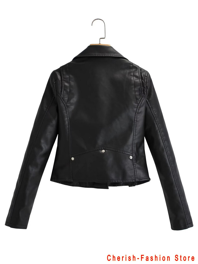 Módna zelená gekónová motorkárska kožená bunda s dlhým rukávom a zipsom, štýlové vrchné oblečenie pre ženy, módna bunda z umelej kože 2023