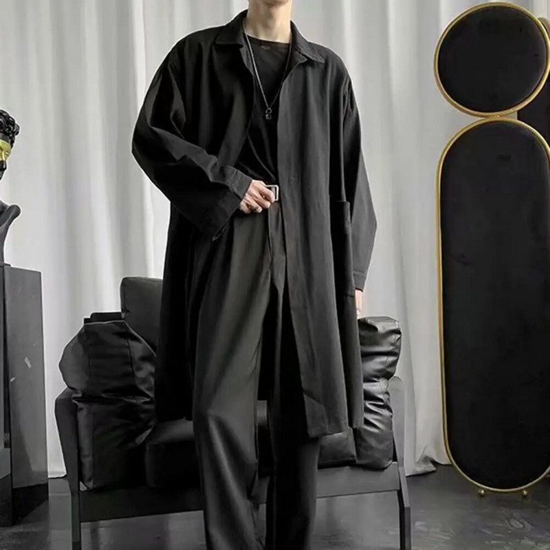 Trench pentru bărbați Trench elegant cu rever Respirabil în talie Trench pentru bărbați Trench rezistent la șifonare pentru bărbați Primăvară Toamnă