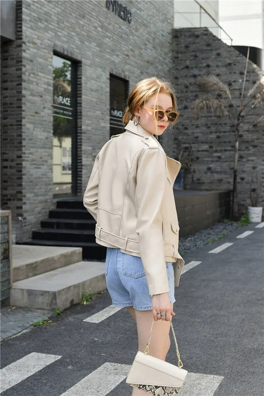 2023 m. pavasario ruduo, naujas diržas, nuimamas Epaulet Moteriška striukė motociklininkams Moteriškos odinės striukės