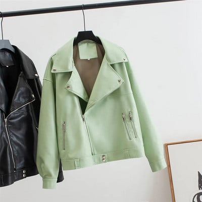 T MÓDA 2023 Dámske elegantné bundy z umelej kože, kabát, jarný jesenný štýl, motocyklová motorkárska bunda, dámska nadrozmerná vrchná bielizeň