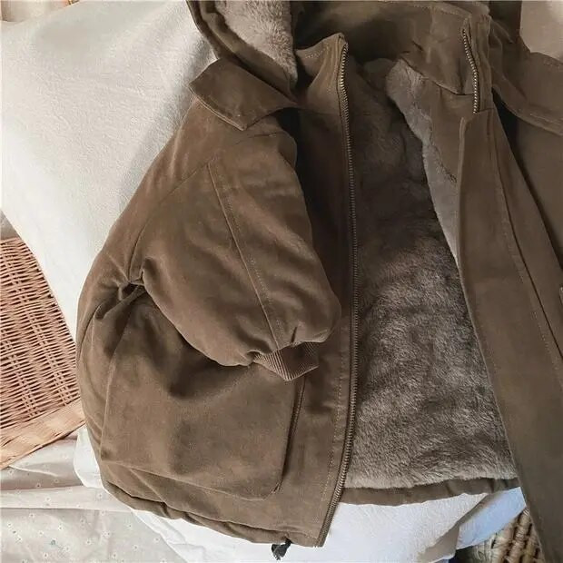 Zimná nová detská páperová bunda s kapucňou pre chlapcov a dievčatá vo veku 4-12 rokov, stredne dlhá bavlnená bunda s plyšovým zateplením