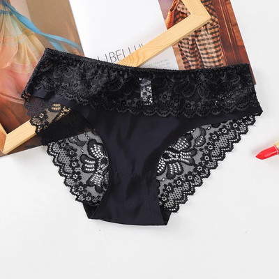 WarmSteps Chiloți sexy de damă, lenjerie de dantelă dulce pentru femei, slip din bumbac, cu picioarele, lenjerie pentru femeie, chiloți cu talie joasă